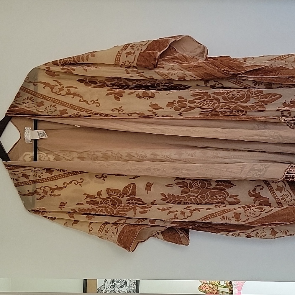 Free People Burnout Kimono - OS - Tan